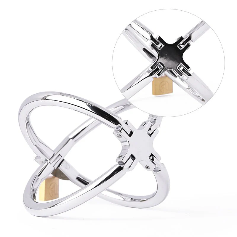 Solid Steel Cross Handcuffs - Image 6