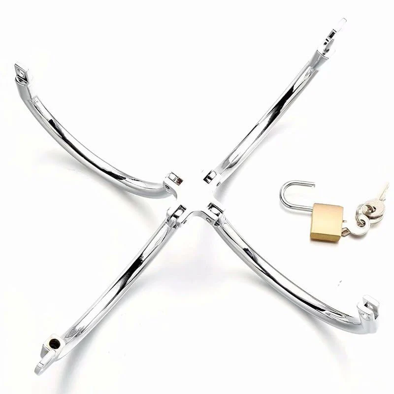 Solid Steel Cross Handcuffs - Image 7