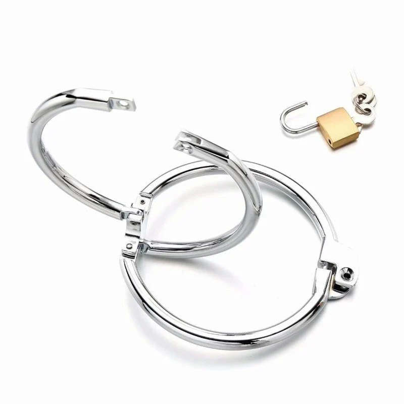 Solid Steel Cross Handcuffs - Image 8